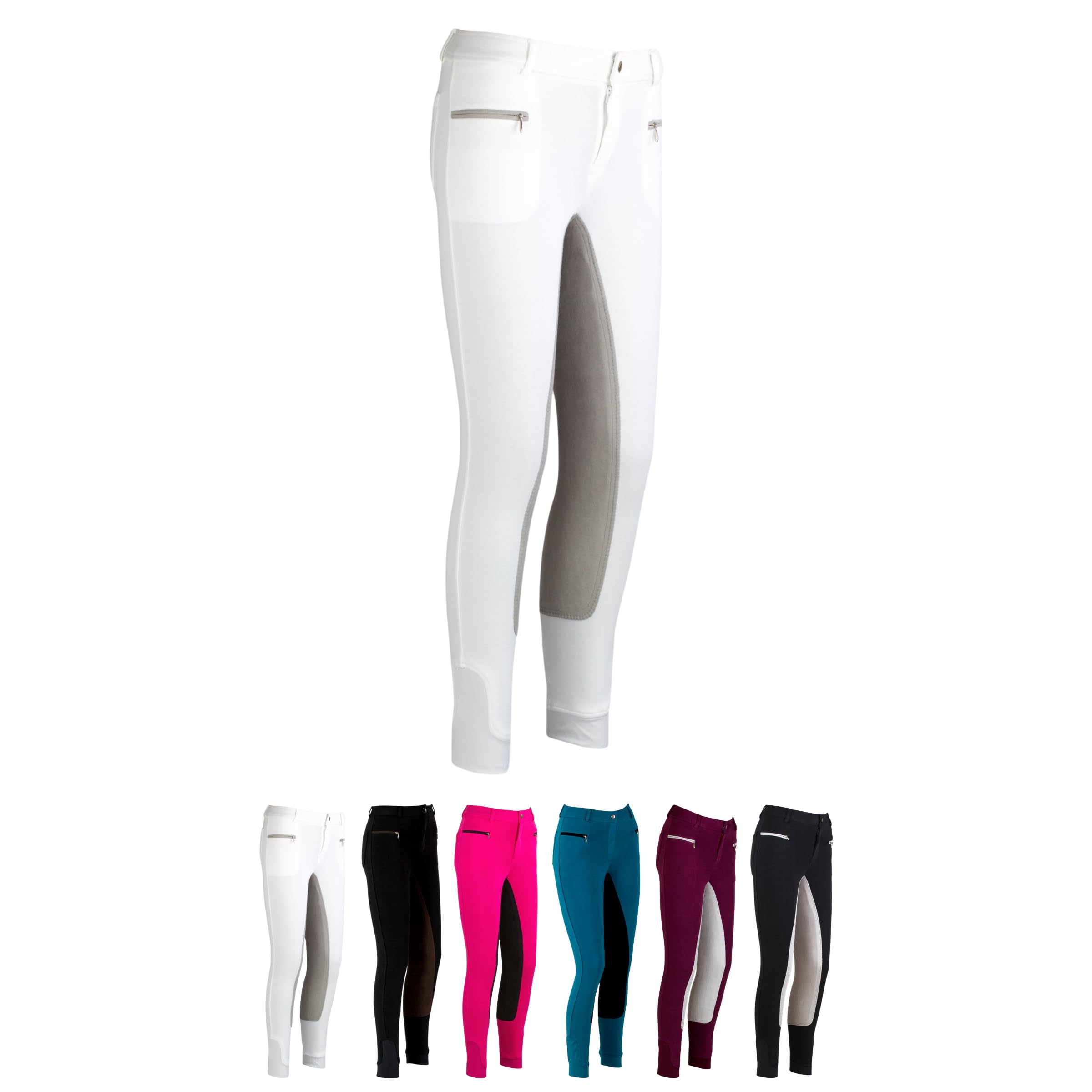 RL24 - Kinder-Reithose Flex Basicline | Reiterhose für Mädchen & Jungen | 3/4 Besatz aus Wildlederimitat | hautfreundlich, atmungsaktiv & elastisch | Unisex Reitleggings in vielen Farben & Größen