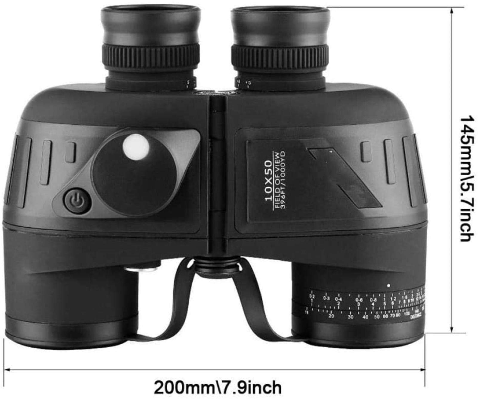 Telescopio portátil Binoculares Alta Potencia Binoculares 10X50 Telescopio Impermeable con telémetro Brújula Lente Prisma Bak4 Observación Aves para Adultos A para Interior/Exterior