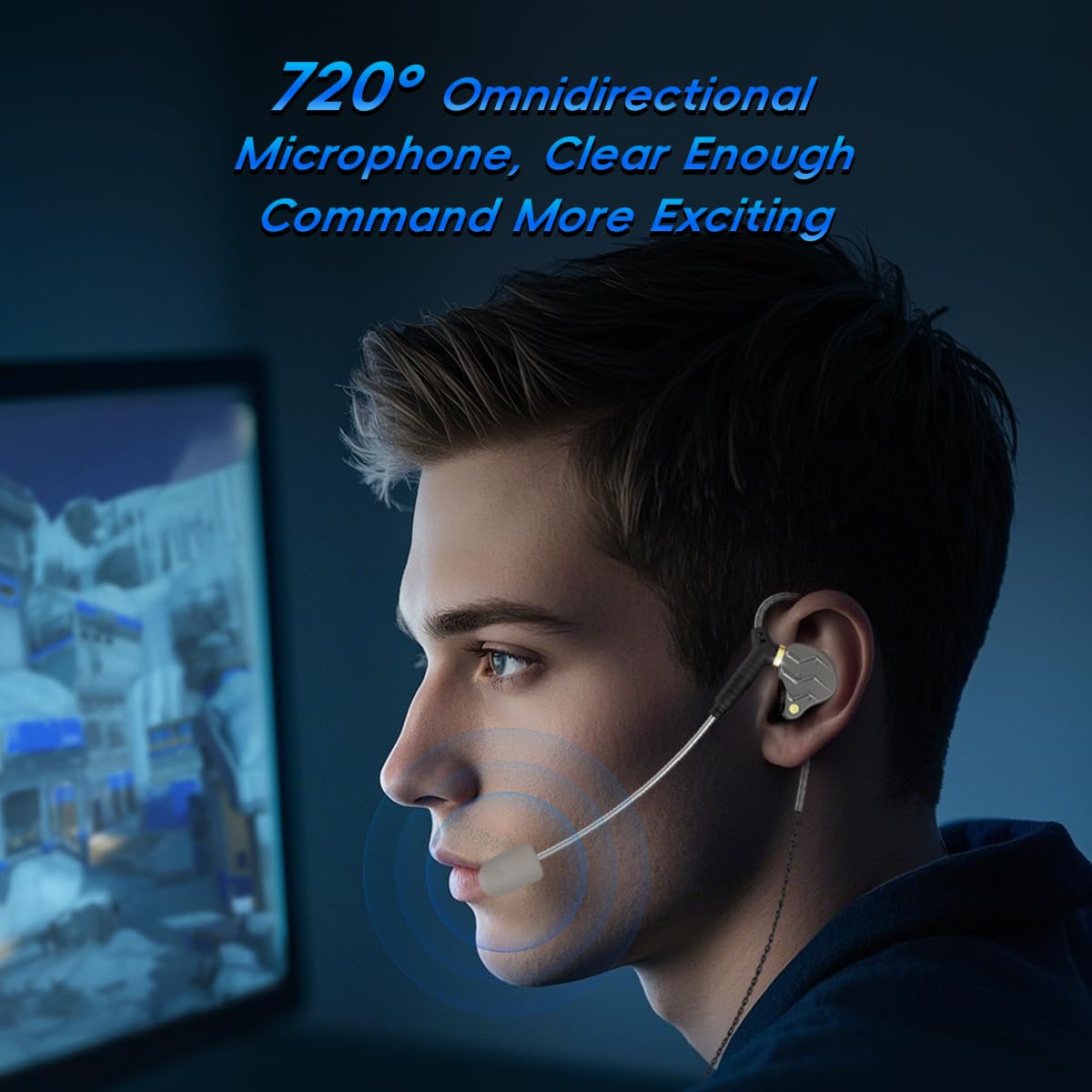 XOX KG01 Profesjonalne słuchawki douszne do gier, Battle Buds, odłączany mikrofon, dźwięk przestrzenny 4D, dynamiczny sterownik 11 mm do gier mobilnych, PlayStation, PC z 3,5 mm/typ C (typ C, czarne)
