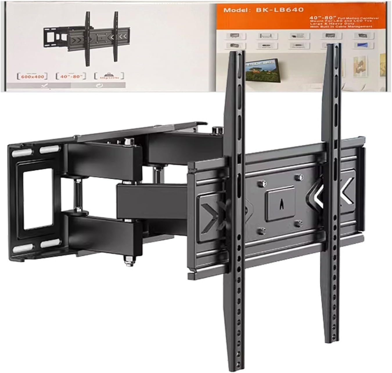 BEISHI，TV Wall Mount Bracket for 40-80 Inch LED, LCD, OLED Flat Curved TVs Mount with Dual Swivel Arm Extend Tilting Rotation