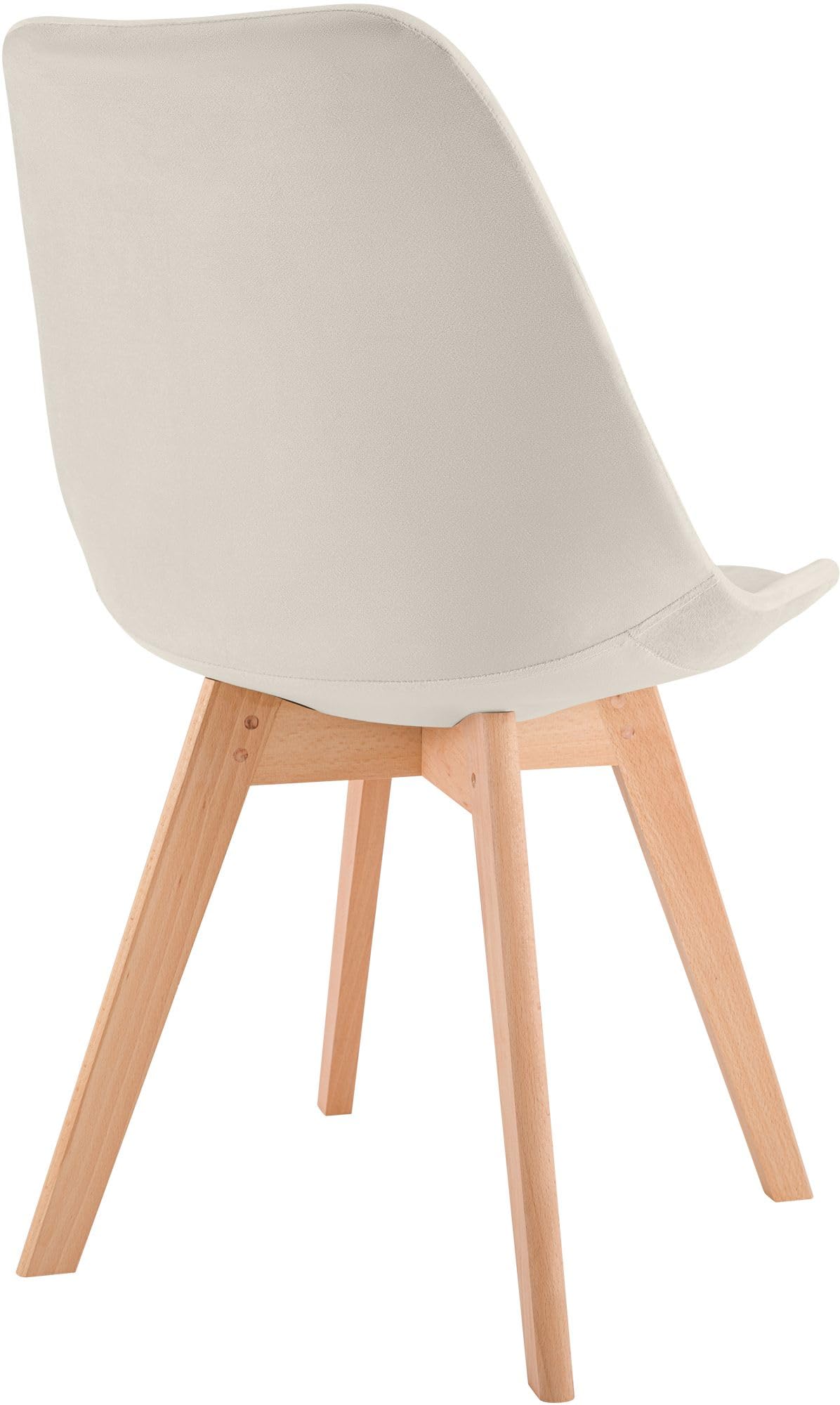 CLP Set De 4 Sillas De Comedor Linares En Terciopelo, Tela o Simil Cuero I 4 Sillas De Salón Nórdica con Base De Madera, Color:Beige, Material:Terciopelo