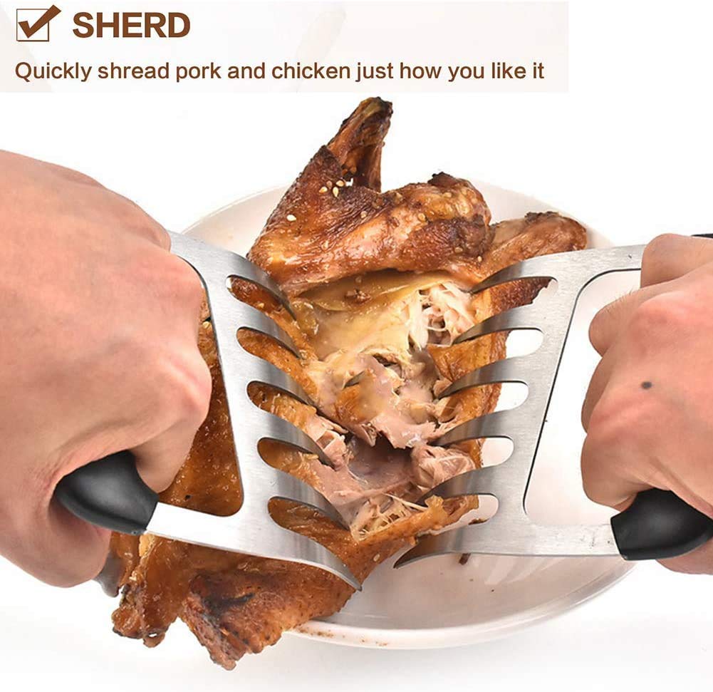 Fleischkrallen aus rostfreiem Stahl Bärentatzen Krallen Cutter Teiler Kochutensilien zum Grillen Rindfleisch, Brust, Pute und Braten 1 Paar