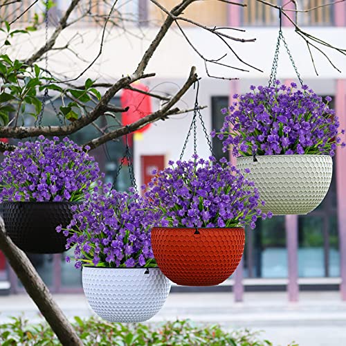 Lnoicy 20Pcs Artificial Flowers For Outdoor,Plastic Flowers Decoration, Uv Resistant Faux Flowers Shrubs, Artificial Plants For Indoor Outside Garden Home Wedding Farmhouse（Purple） #TOP3