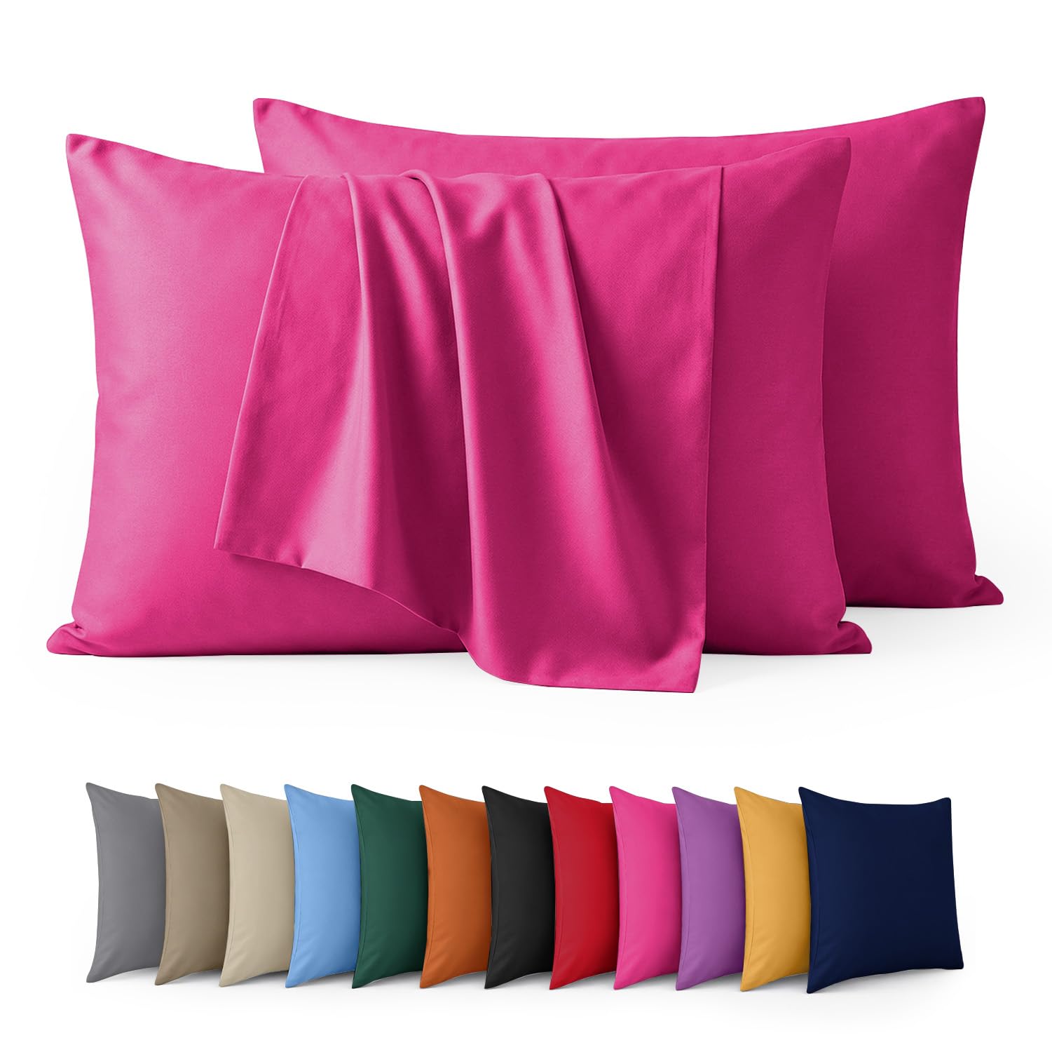 Aspire Homeware Pink Pillow Cases 2 Pack – 100% Brushed Microfiber Pillowcases Super Soft Envelope Closure Pillow Cover (50X75cm)