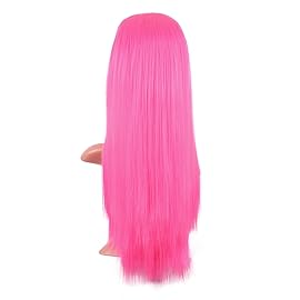 MapofBeauty 24 Inch/60 cm Long Straight Synthetic Hair Heat Resistant Party Cosplay Wig (Neon Pink)