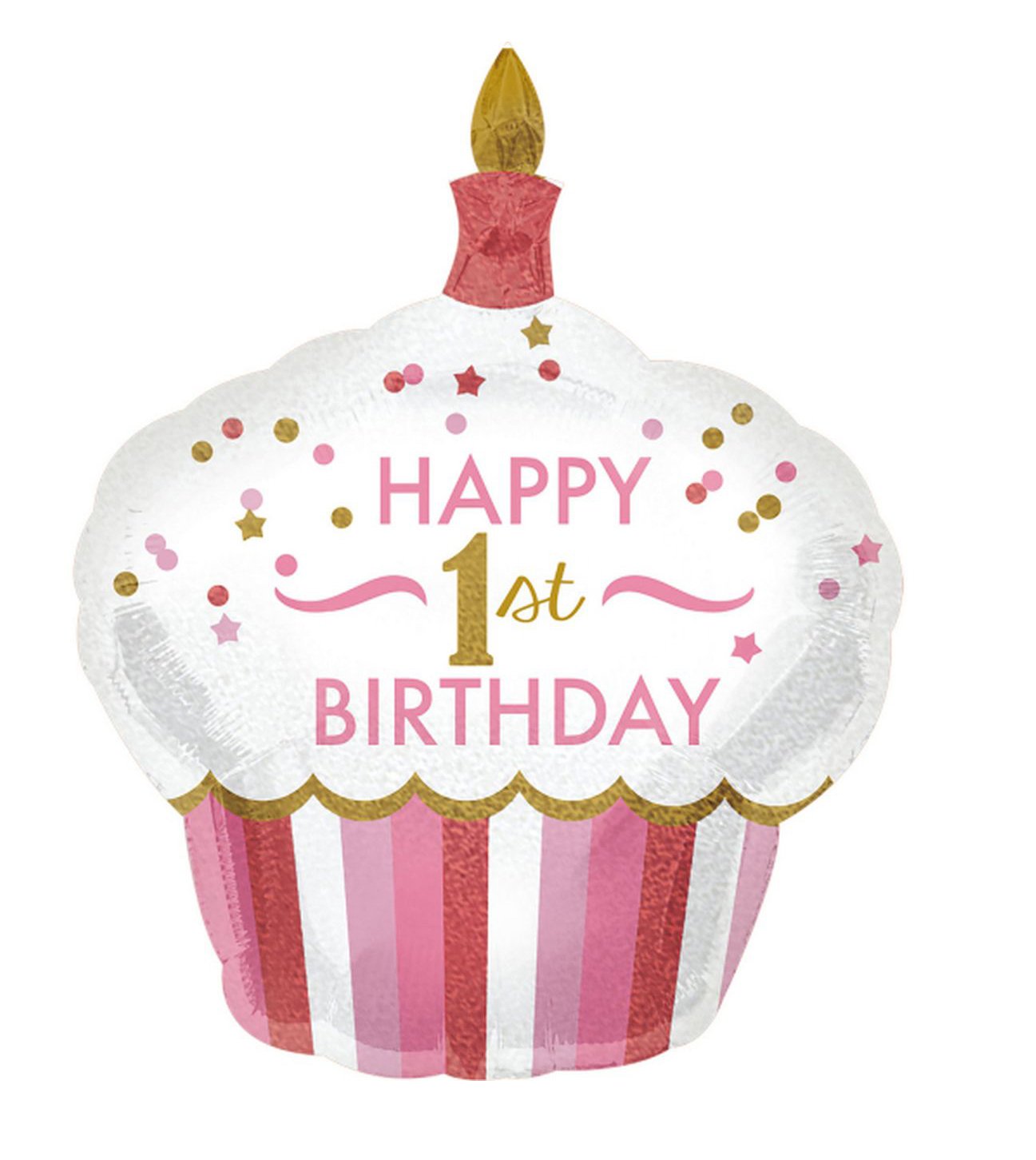 Amscan 3452201 - Girls 1st Birthday Cupcake Foil SuperShape Balloon - 36"