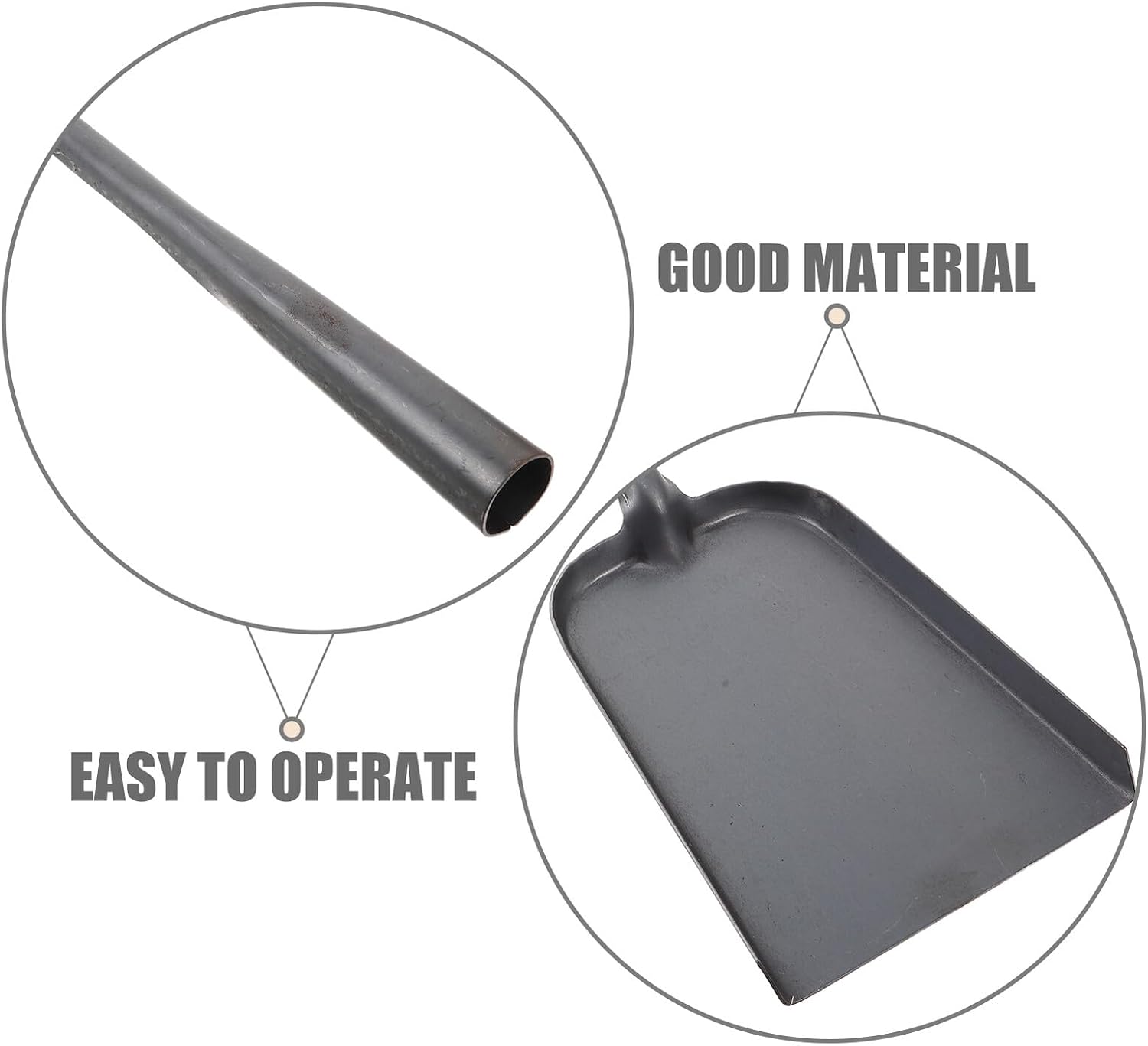 Metal Coal Shovel for Fireplace and Fire Pit, Large Handheld Ash Shovel with Long Handle, Multipurpose Steel Scoop for Stove, BBQ, and Household Charcoal Cleanup
