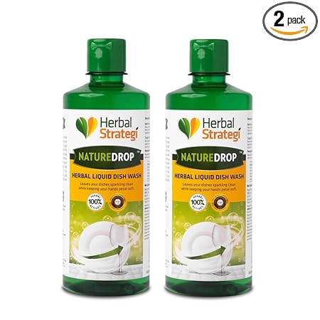 Herbal Strategi |Real Herbal Dishwash Liquid Gel500ml (Pack of 2) | Plant Based Lemon Oil Natural Disinfectant, Utensil, and Vessel Cleaner | Skin Safe, Baby Safe & Pet-Friendly | 100% Herbal Actives | Eco-friendly, Non-Toxic, Chemical Free