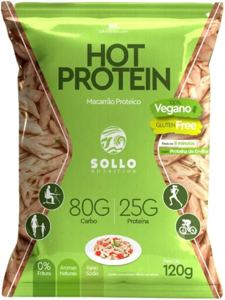 Macarrão Hot Protein Sem Glúten e Vegano120g (com Proteína de Ervilha - 25g de Proteína) - Sabores (Alho Poró)
