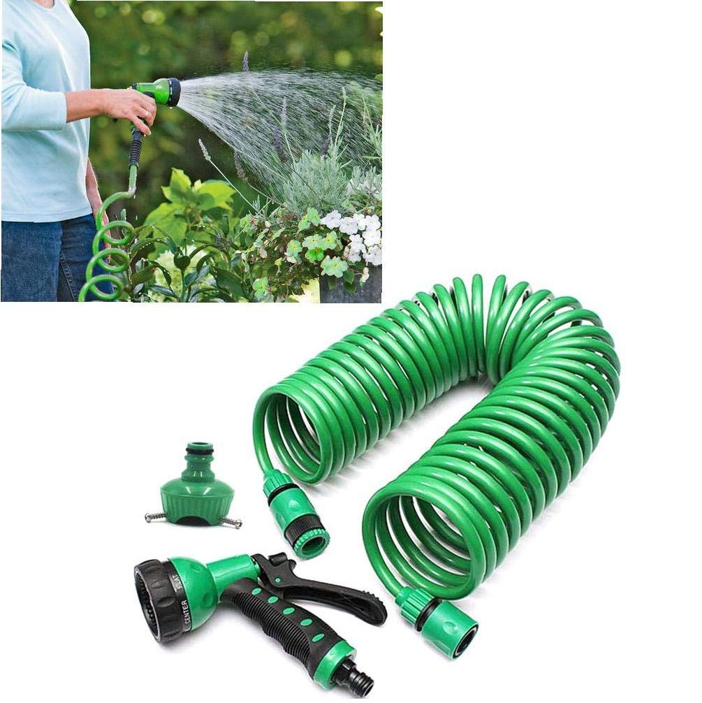 Manguera de jardín extensible telescópica en espiral EVA de 15 m para el hogar, jardín, patio, limpieza de tuberías de riego