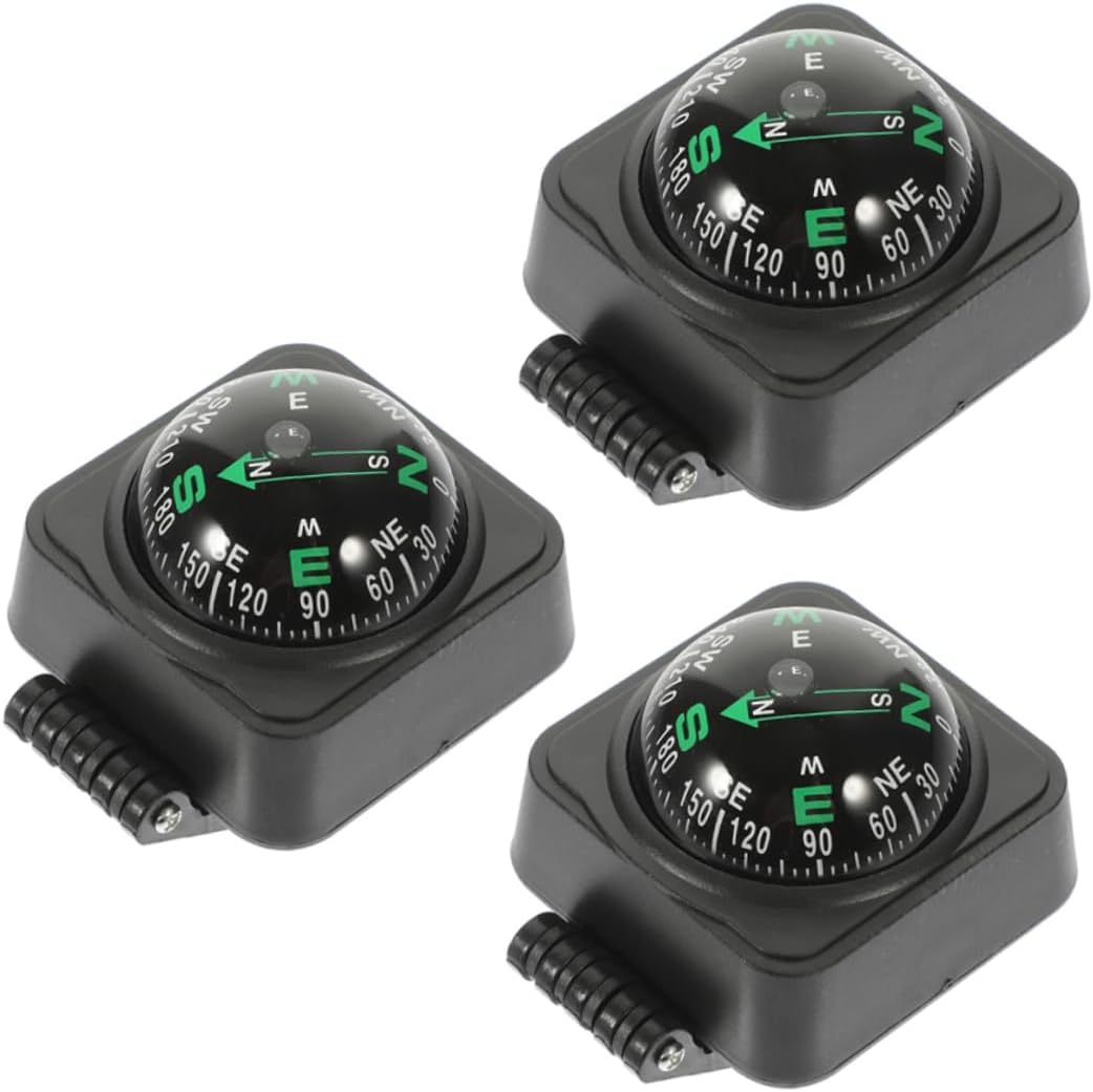 3Pcs Adjustable Dashboard Compass Ball High Compass for Car Boat Motorcycle Outdoor Use Decorative Directional Guide for Accurate Navigation
