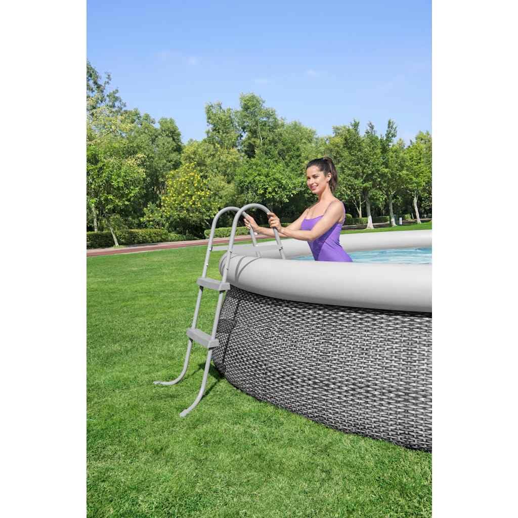 Échelle de Piscine Hors Sol Bestway Flowclear 2 marches antidérapantes 84 cm Cadre INOX résistant sécurité accès Facile pour Bassin baignade et Spa