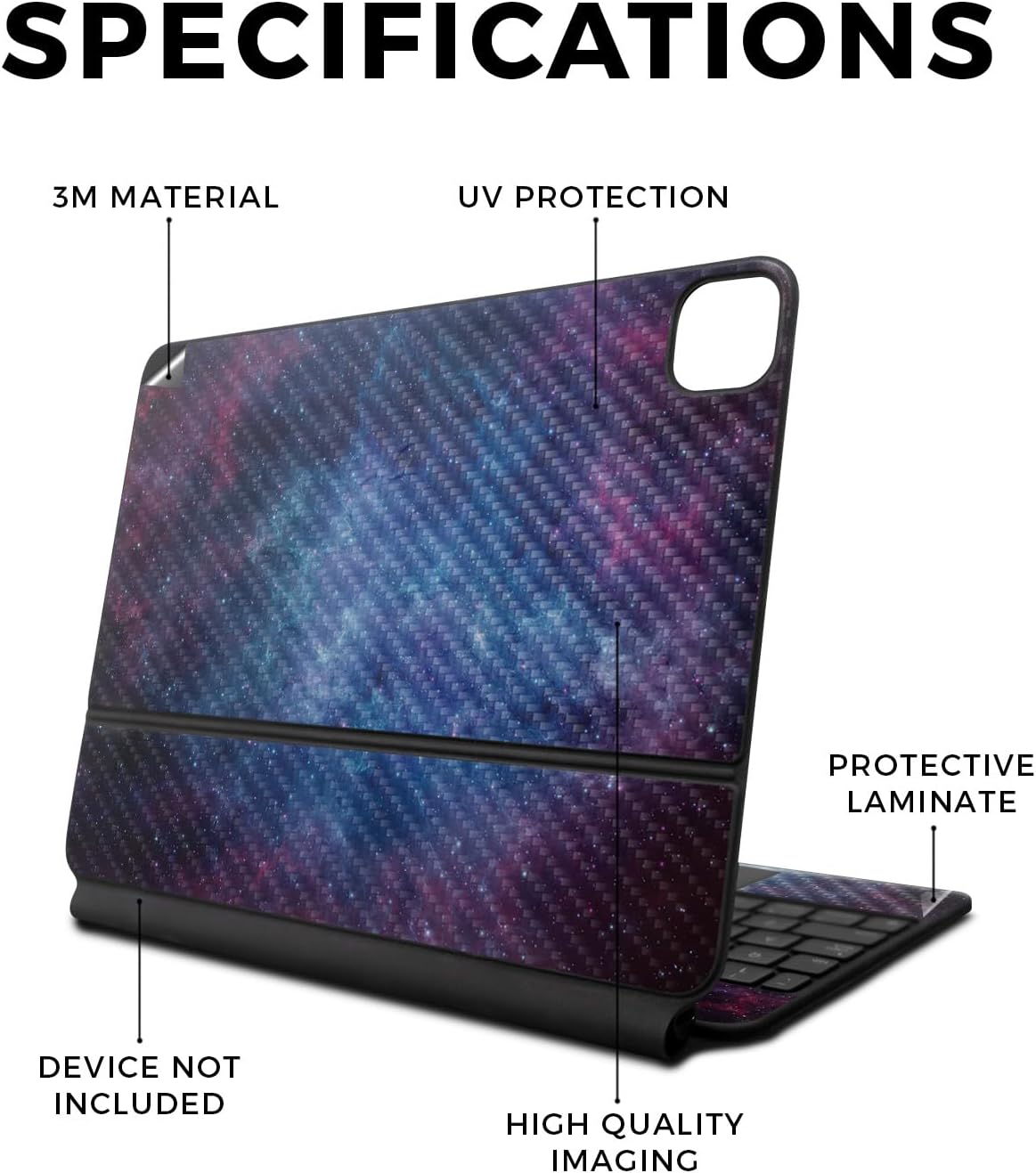 Carbon Fiber Skin Compatible with Apple Magic Keyboard for iPad Pro 13‑inch (M4) 2024 - Nebula - Premium 3M Vinyl Protective Wrap Decal Cover - Easy to Apply | Crafted in The USA by MightySkins