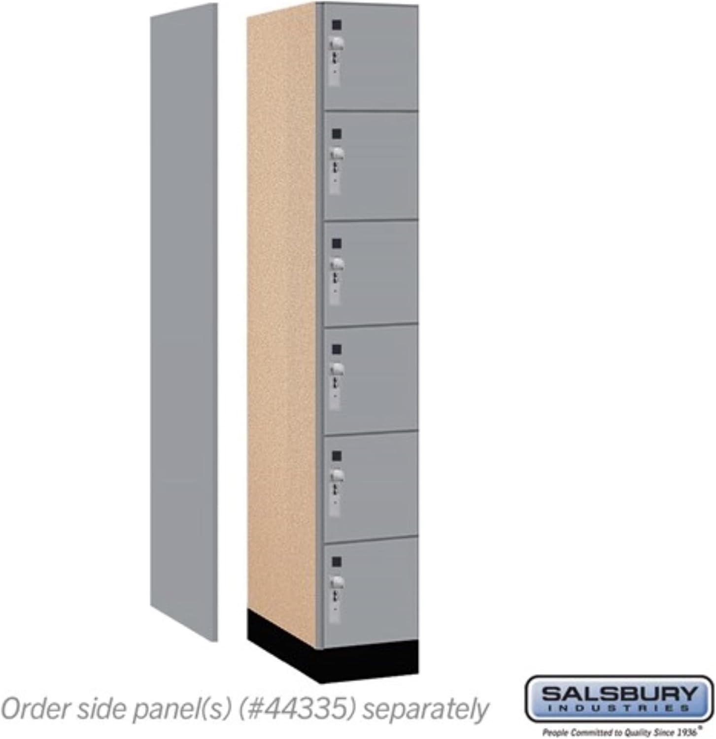 Salsbury 12" Wide Premier Wood Locker-Six Tier Box Style-1 Wide-6 Feet High-21 Deep-Winter Fog-Silver Hasps