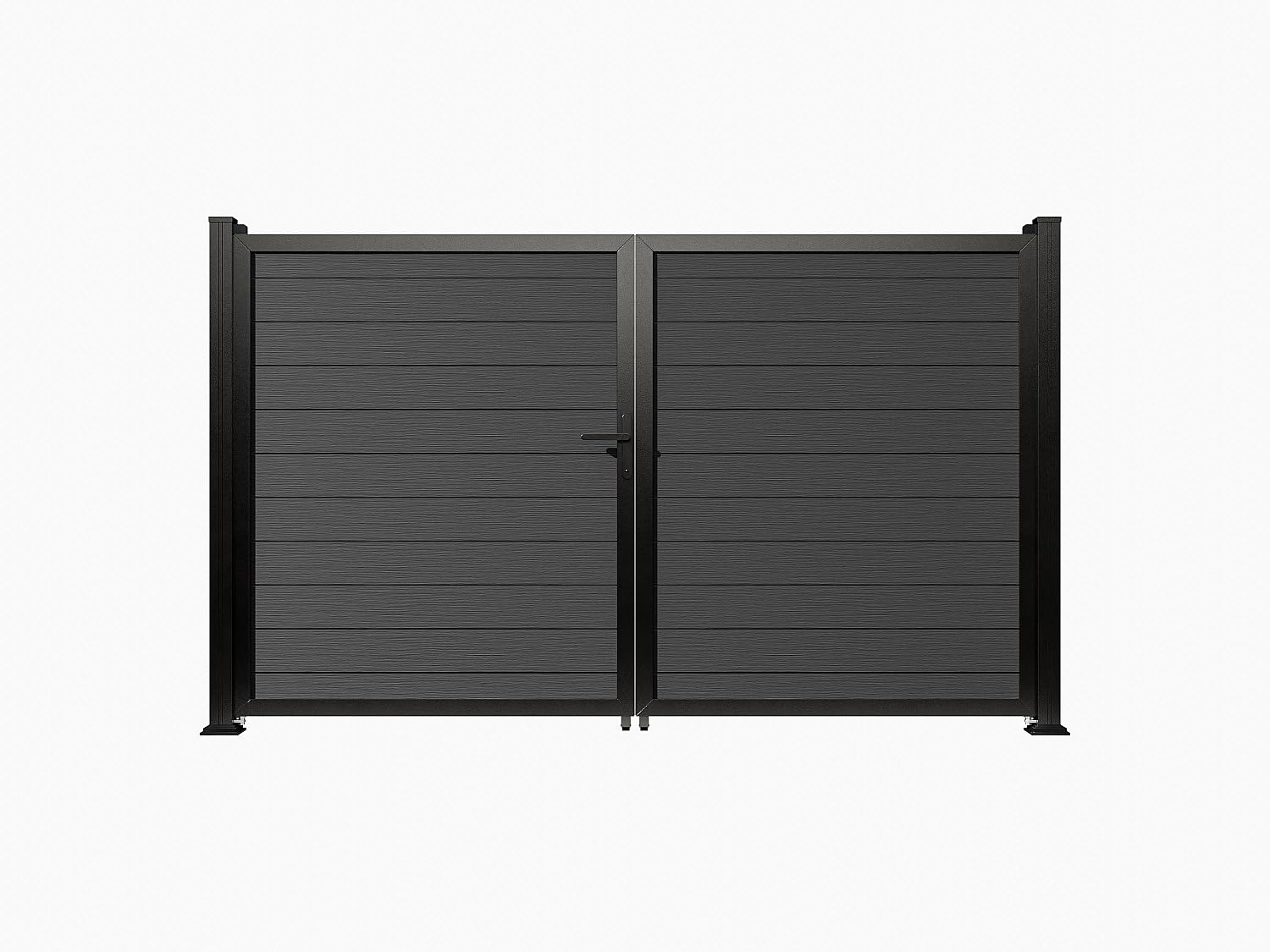 Vente-unique - Puerta batiente compuesta de madera maciza - 1305 x 183 cm - gris antracita - SENZIO