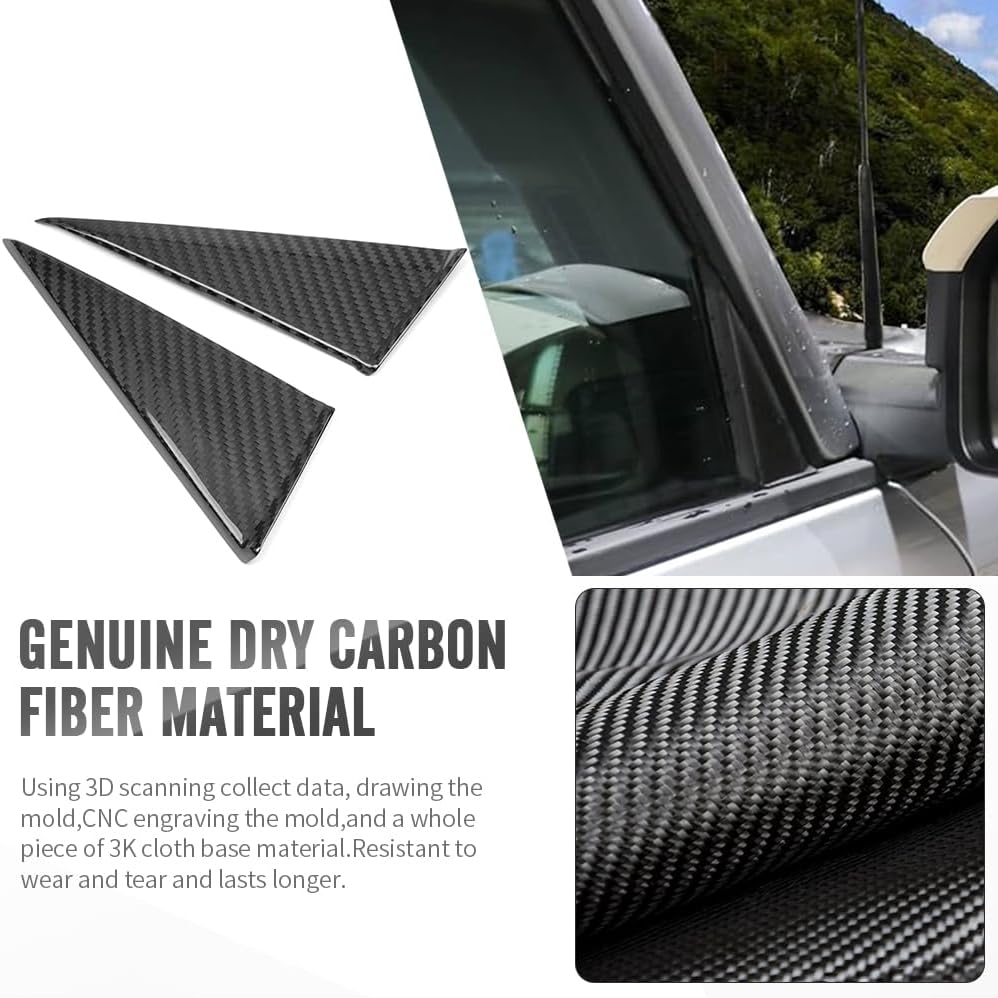 Window Triangle Cover for Bronco Raptor Stroppe Edition Heritage Edition Badlands 2021 2022 2023 2024 2025 2026,Dry Carbon Fiber A-Pillar Panel Trim for Bronco (Glossy Carbon)