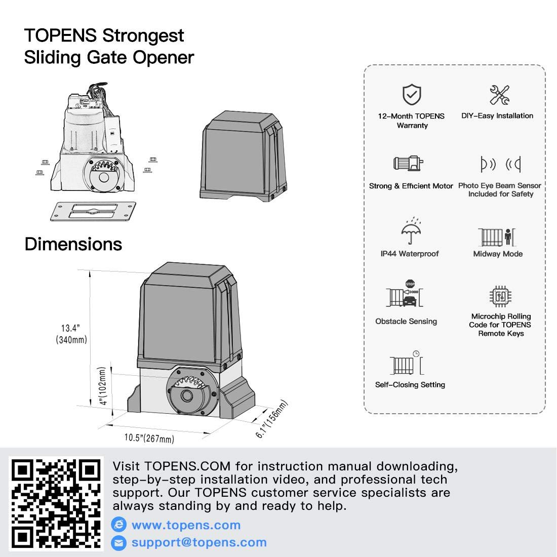 TOPENS RK2600 Automatic Sliding Gate Opener Kit Industrial Commercial 1