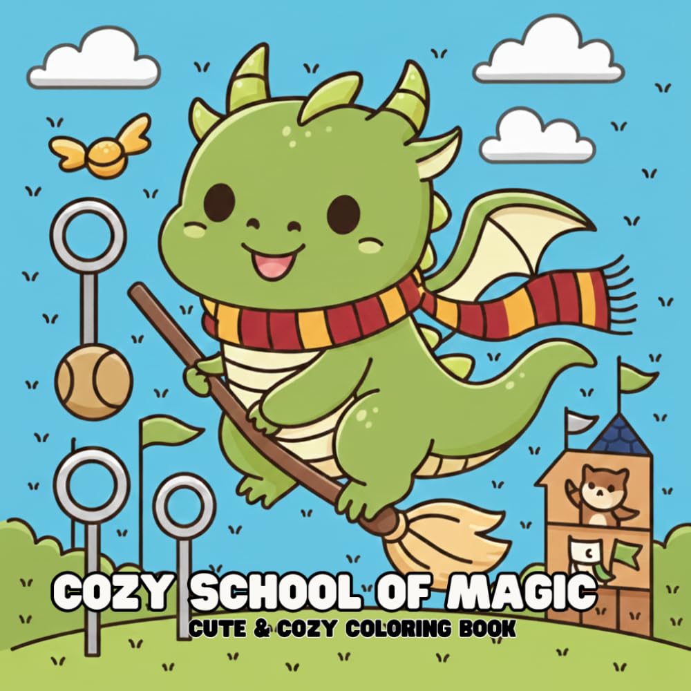 Cozy School of Magic: Bold & Easy Coloring Book for Adults (25 Pages)