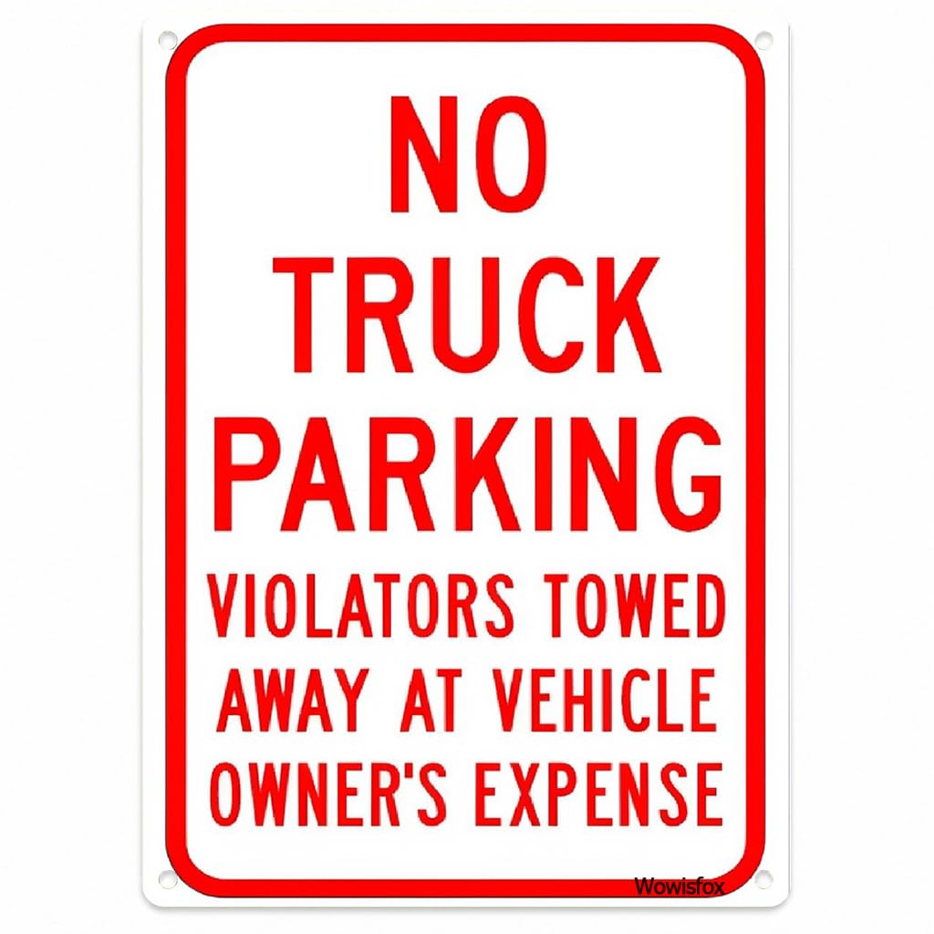 No Truck Parking Tow Away Sign, 8 x 12 Inch Aluminum with Mounting Holes