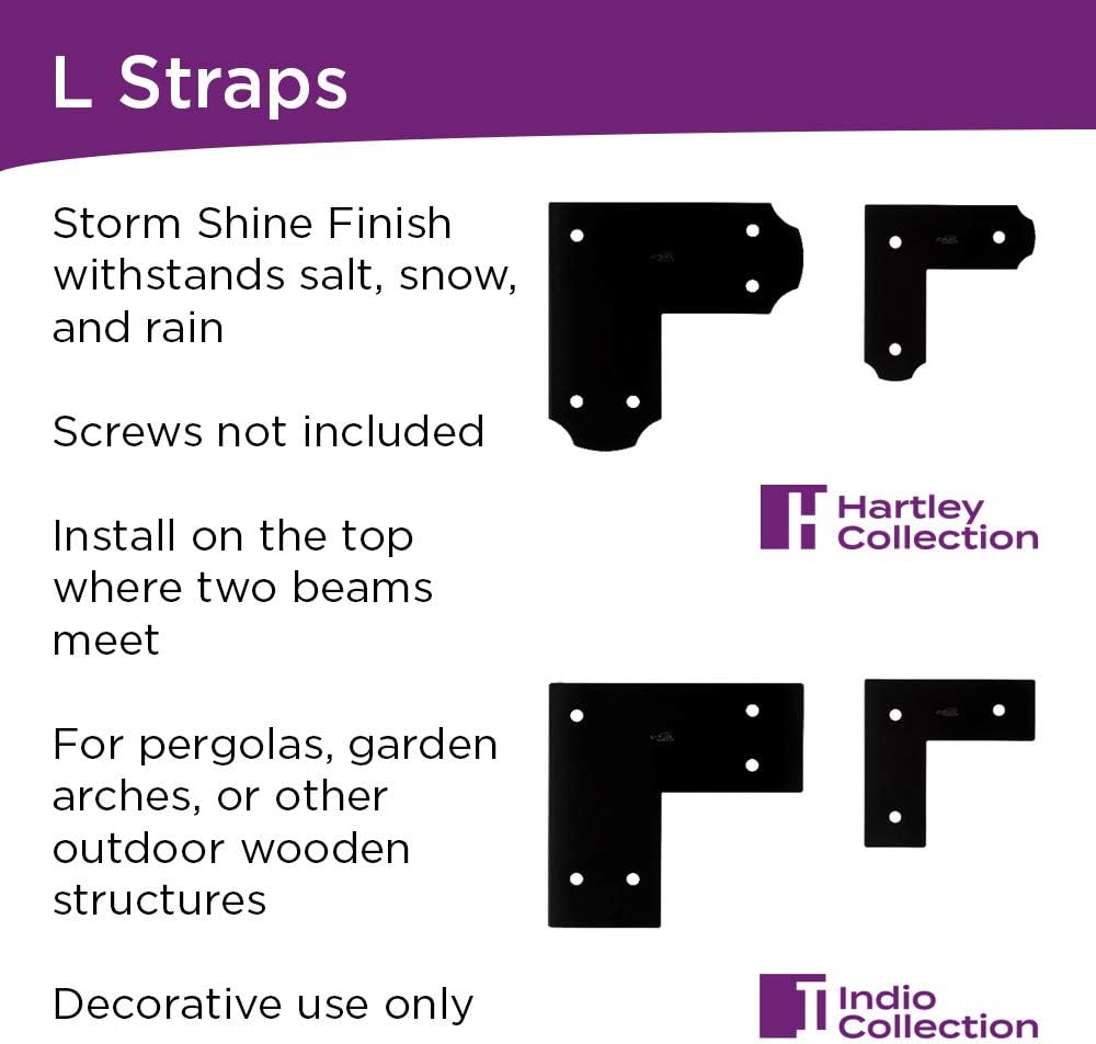 National Hardware N800-215 Decorative L Strap Outdoor Reinforcement Hardware Accents Brackets and Bracers for Pergolas Gazebos Garden Arches and Raised Garden Beds, 5 X 11 1/4 X 11 1/4, Indio, Black image 4