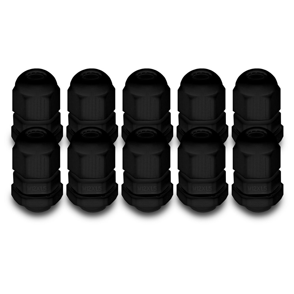 ARLI Kabelverschraubungen M12 x 1,5 mm IP68, 10 Stück, schwarz