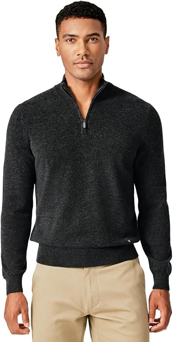 KVSS Mens Mock Neck Half Zip 100% Pure Cashmere Sweater, Pullover Cashmere Sweaters for Mens | Luxury from Inner Mongolia