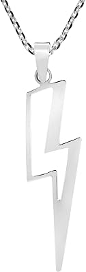 AeraVida .925 Sterling Silver Lightning Bolt Pendant Necklace 1.42 Symbol of Power & Energy | Bold Unisex Thunder Charm Jewelry | Polished Silver Chain Necklace for Everyday Style & Gift-Giving