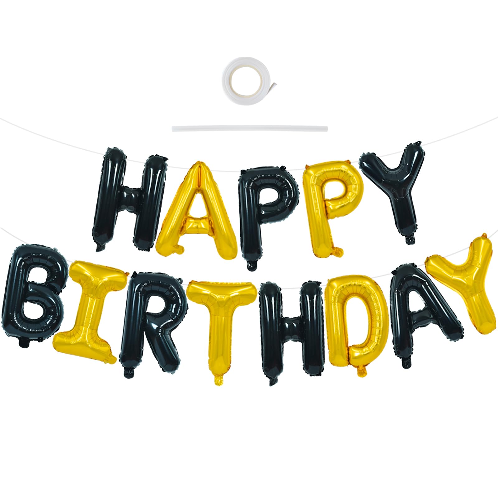 Happy Birthday Balloons Banner - Black Letter Balloons -12