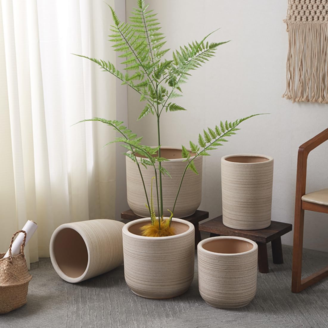 Amazon.co.jp: 大型プランター 陶器 モダン 大型植木鉢 タイプ2 植木鉢 おしゃれ 大容量 排水できる 観葉植物鉢 鉢植え ...