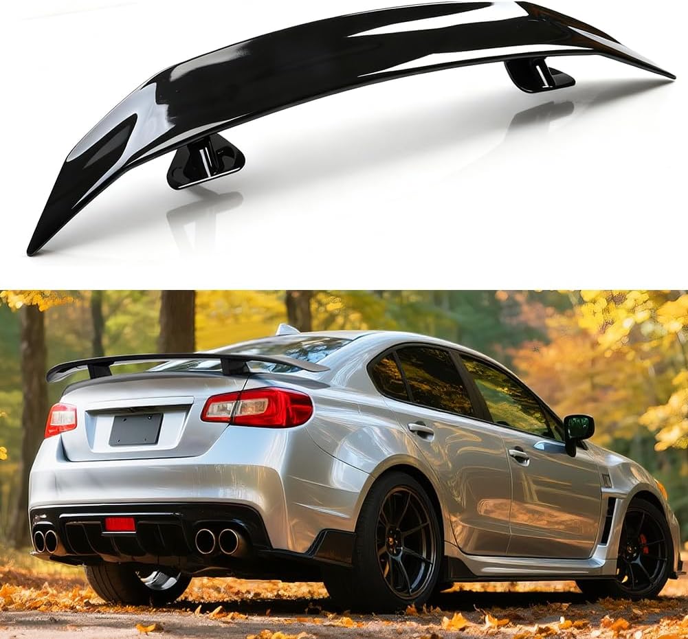 Universal 46 Inch Rear Trunk Wing Ducktail Spoiler, GT Wing Tail Spoiler Compatible with Honda Civic/Chevy Camaro/Ford Mustang/Infiniti/Toyota Camry/Kia Forte/BMW/Chrysler (Gloss Black)