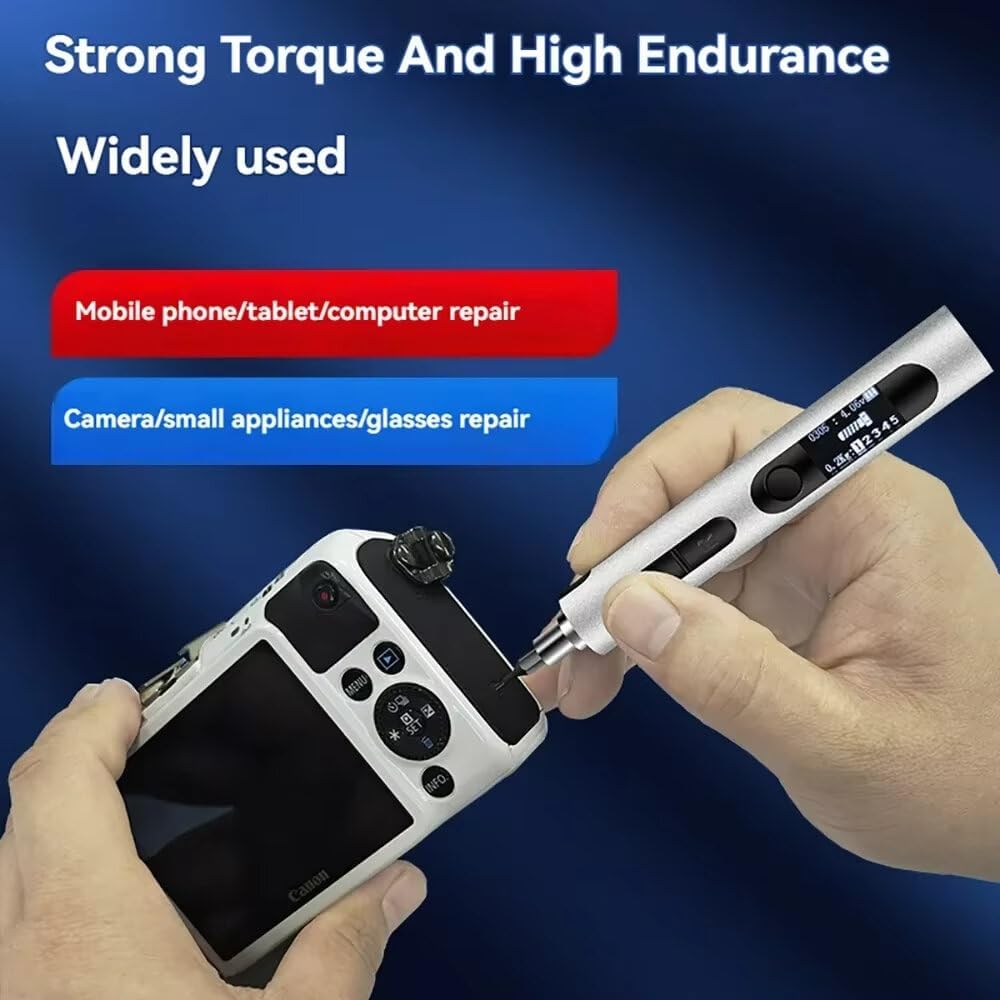 Electric Screwdriver For Industrial Grade 0305A Electric Screwdriver 3.6V Rechargeable Cordless 5-Gear Torque Precision Tool Type-C Quick Charge 200RPM Performance（Type:#B,Color:Silver)