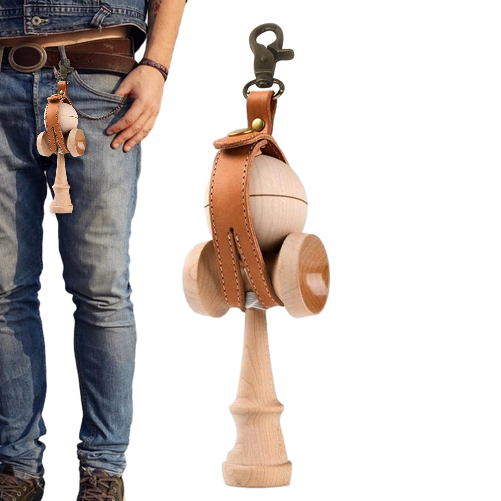 Funda para Kendama - Soporte de para Pelota, Accesorio de Transporte para Kendama | Funda Ligera para Juguetes Tradicionales Japoneses, Correas Ajustables de Madera para Interiores y Exteriores,