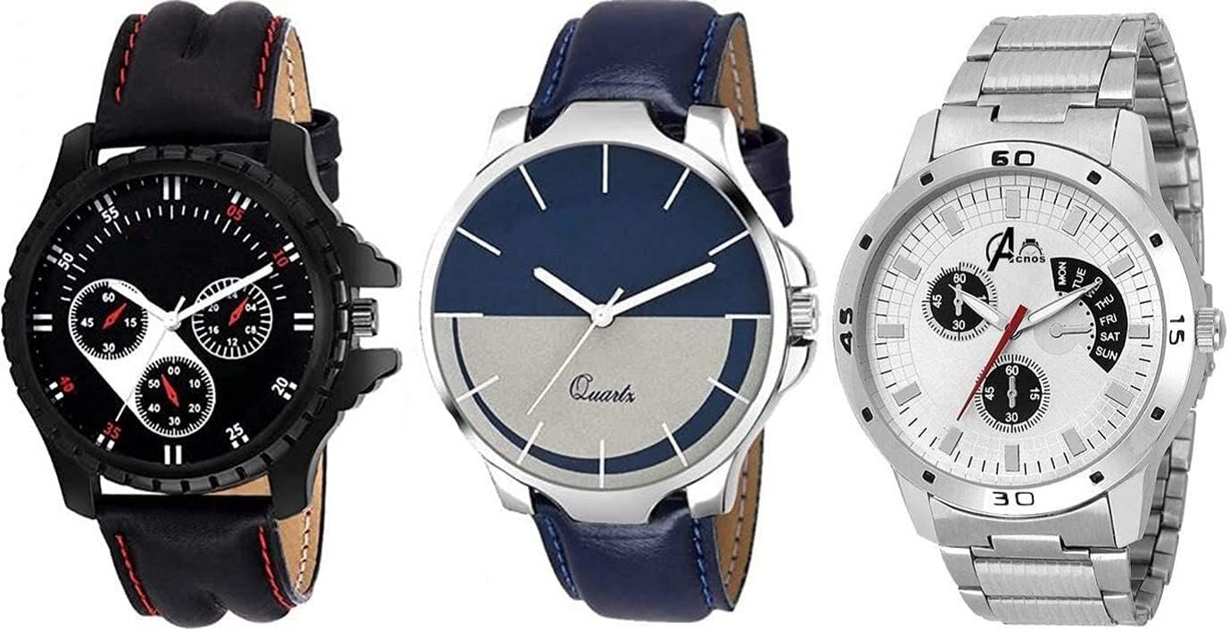 Premium Special Super Quality Analog Watches Combo Look Like Handsome for Boys and Mens Pack of - 3(436-437-24), band_color- Assorted , dial_color - Assorted