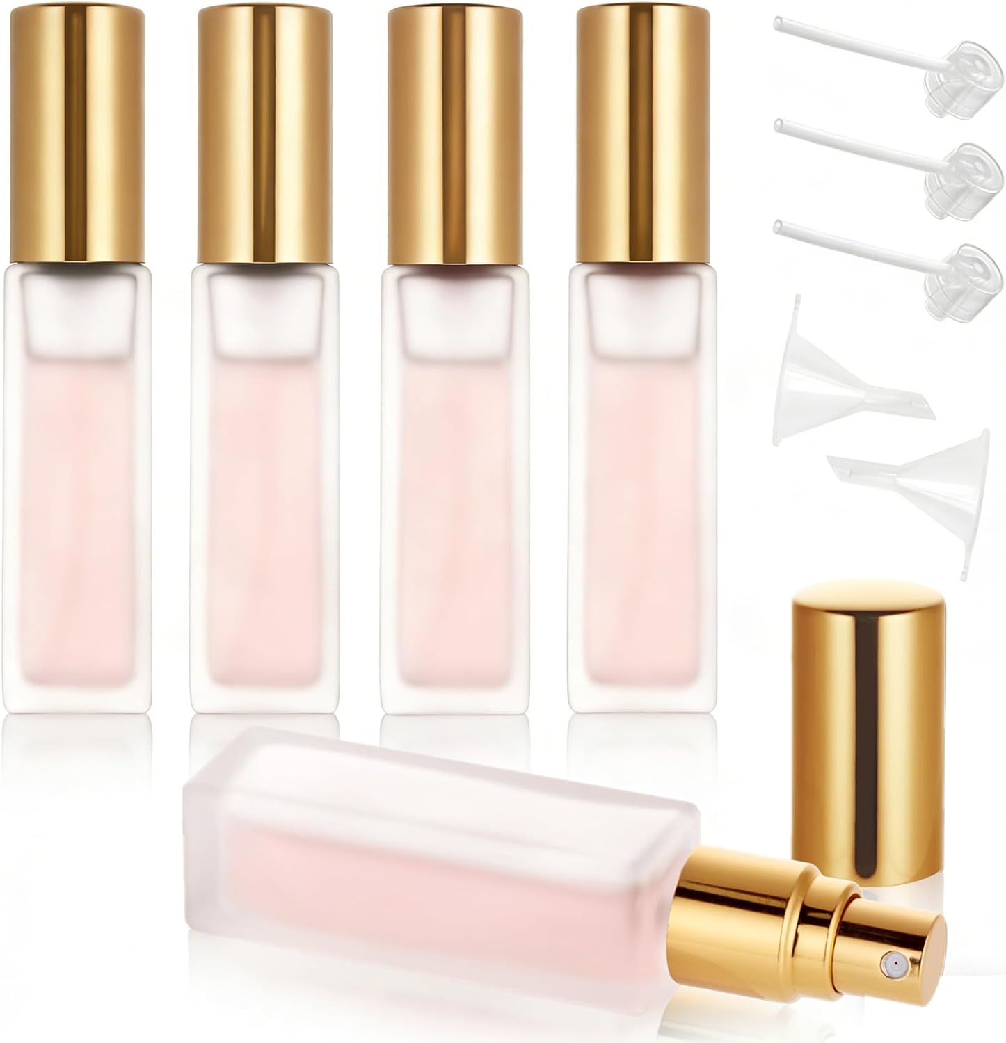 Mini Glass Spray Bottles Travel, 5pcs 10ml Perfume Bottle Refillable, Travel Perfume Atomizer Refillable (5pcs-Gold)