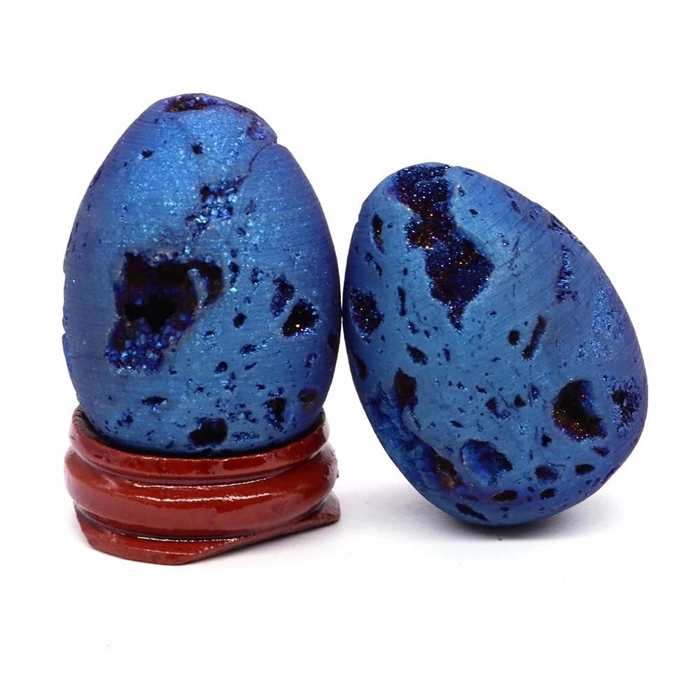 AUOQKQUT Beautiful Color electroplated Agate Crystal Ball Egg Witchcraft Home Decoration (Color : Blue Plating, Size 10pcs) AUOQKQUT