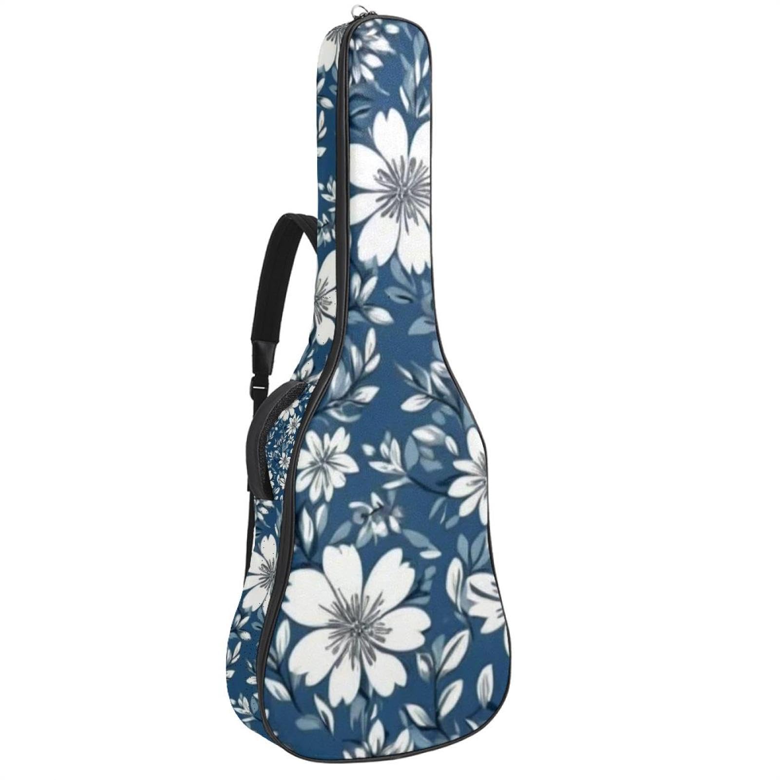 NUEAHEDN Acoustic 40/41/42 Inch Aesthetic Art Flower Large Capacity Guitar Gig Bag 0.4Inch Extra Thick Sponge Overly Padded, with Two Storage Pockets, Waterproof Guitar Case