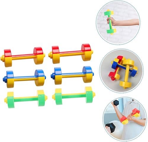 Miniatura 6 de WHAMVOX 6 mancuernas para levantamiento de pesas para niños, mancuernas de fitness, equipo de gimnasio en casa, barra de mano para niños, pesas de