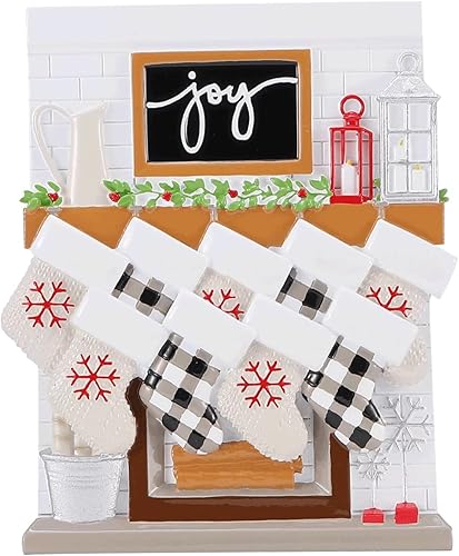 Miniatura 6 de Adorno de Navidad personalizado para la familia con manto de chimenea 2023  Decoración familiar de Navidad por la mañana de Navidad, adorno