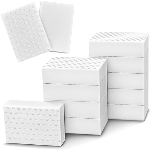 10 Pack Magic Sponge Eraser 2X Thick and Long Lasting Melamine Cleaning Sponges in Bulk - Multi Surface Scrubber Foam Cleaning Pads - Bathtub, Floor, Baseboard, Bathroom, Wall Cleaner (3.9*2.4*0.8in)