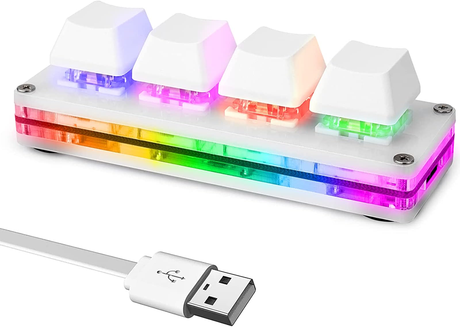 Mini 4-Key OSU Keypad Hotswap One Handed Keypad Mechanical Gaming Keyboard,Can Self Programming Macro,with 1.5m USB-C Data Cable（Upgrade Cherry Shaft & RGB LED