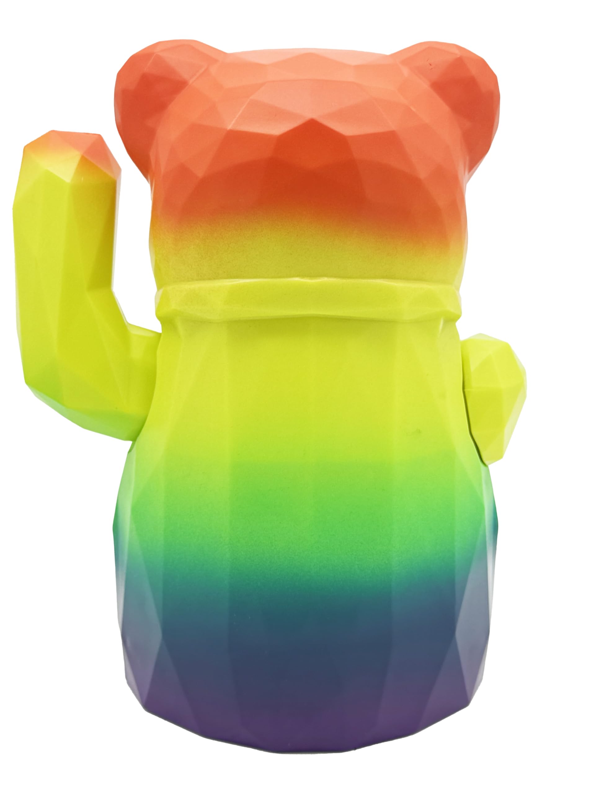 Maneki Kuma Serie III – Original Woneki Winkebär Rainbowlin – Limitierte Sammleredition, Glücksbringer Bär, bunt, Berlin Design, 12,5x15x11 cm