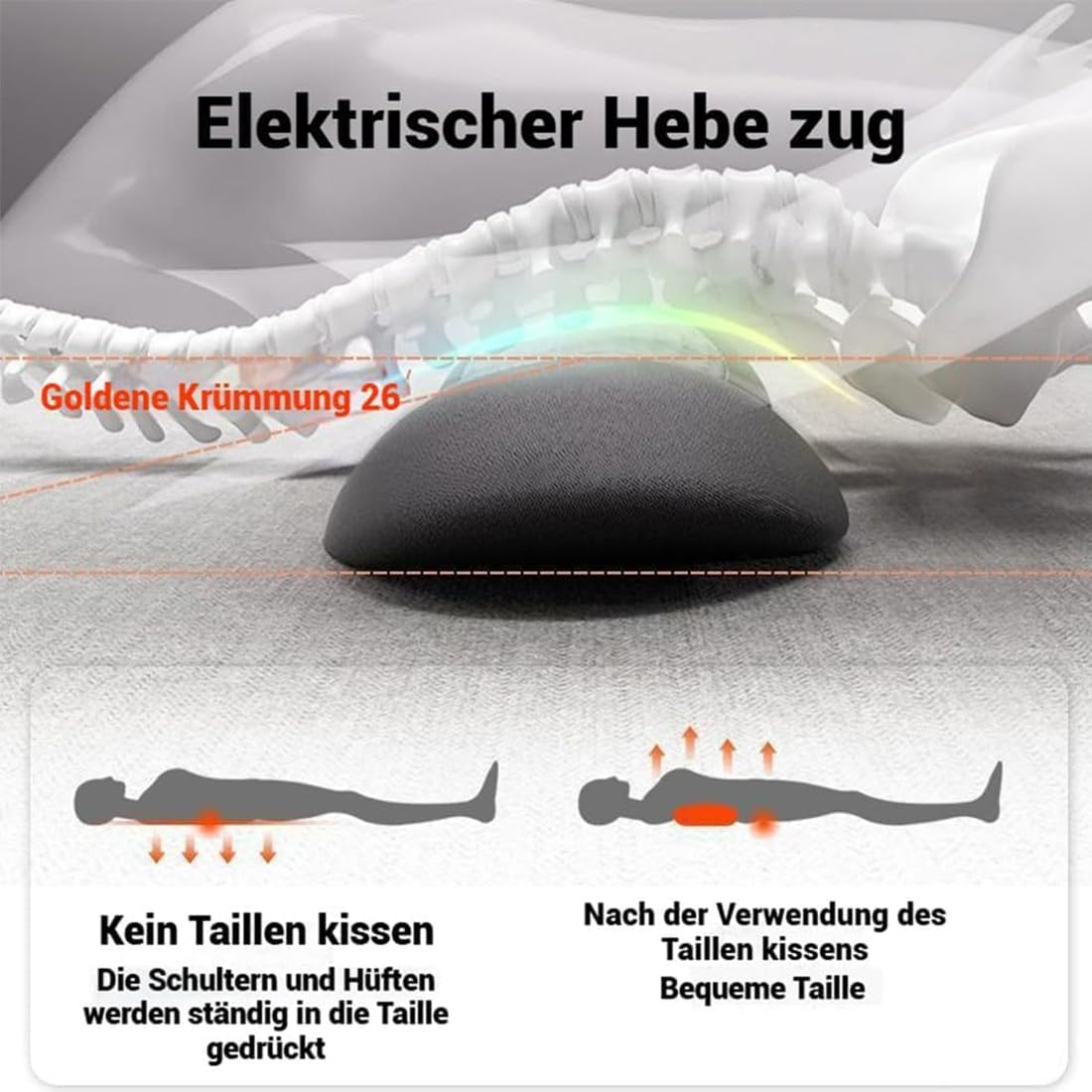 Curosleep - Triple Fusion Massagegerät,Lendenwirbel Massagegerät, Rückenmassagegerät mit Wärme/Vibration/Lendenwirbelstütze, Ergonomische Rückenstütze for Nacken, Schultern und Rücken (A)