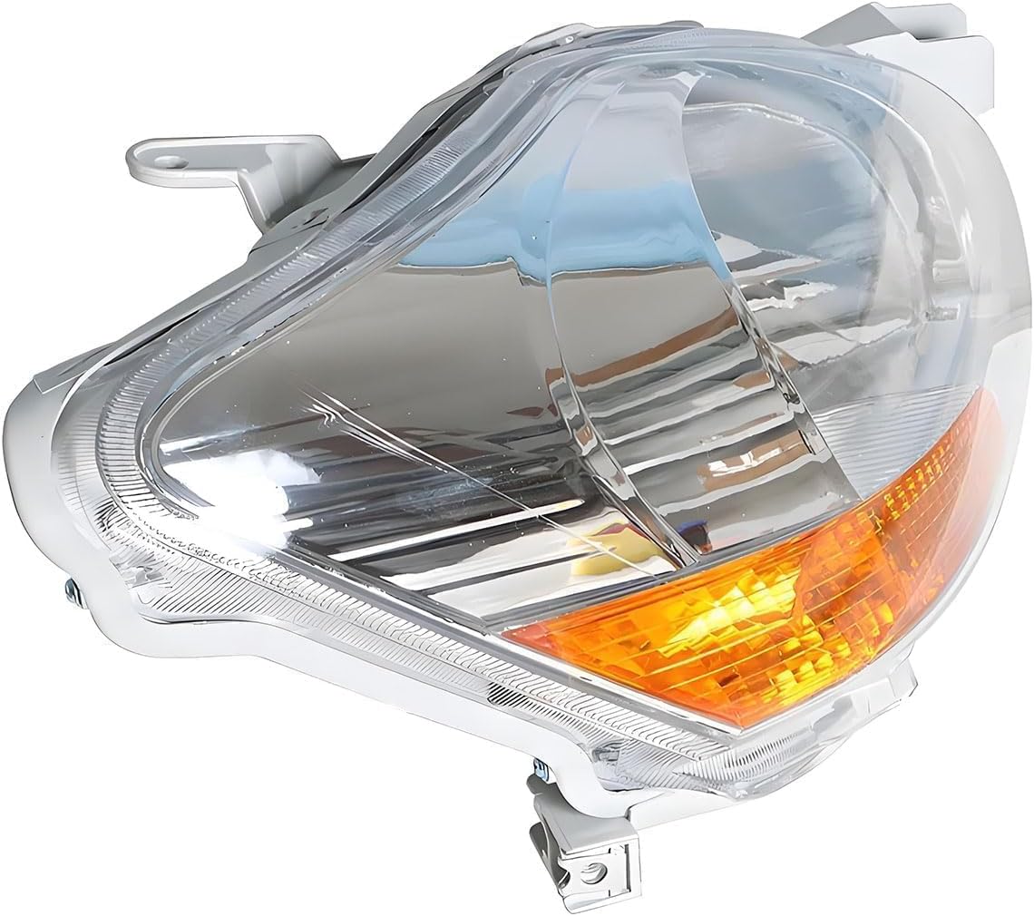Pair Headlights Assembly Set OE Style For 2007 2008 2009 2010 2011 Toyota Yaris Base S 4-Door Sedan Replacement Headlamps Chrome Housing Amber Corner Driver & Passenger Side TO2518108 TO2519108