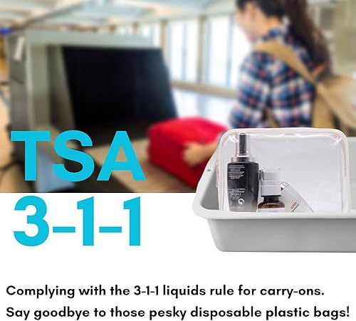 Miniatura 3 de Rocanza Bolsas de aseo aprobadas por la TSA  3 paquetes de bolsas de maquillaje transparentes tamaño cuarto de galón, bolsa de viaje transparente