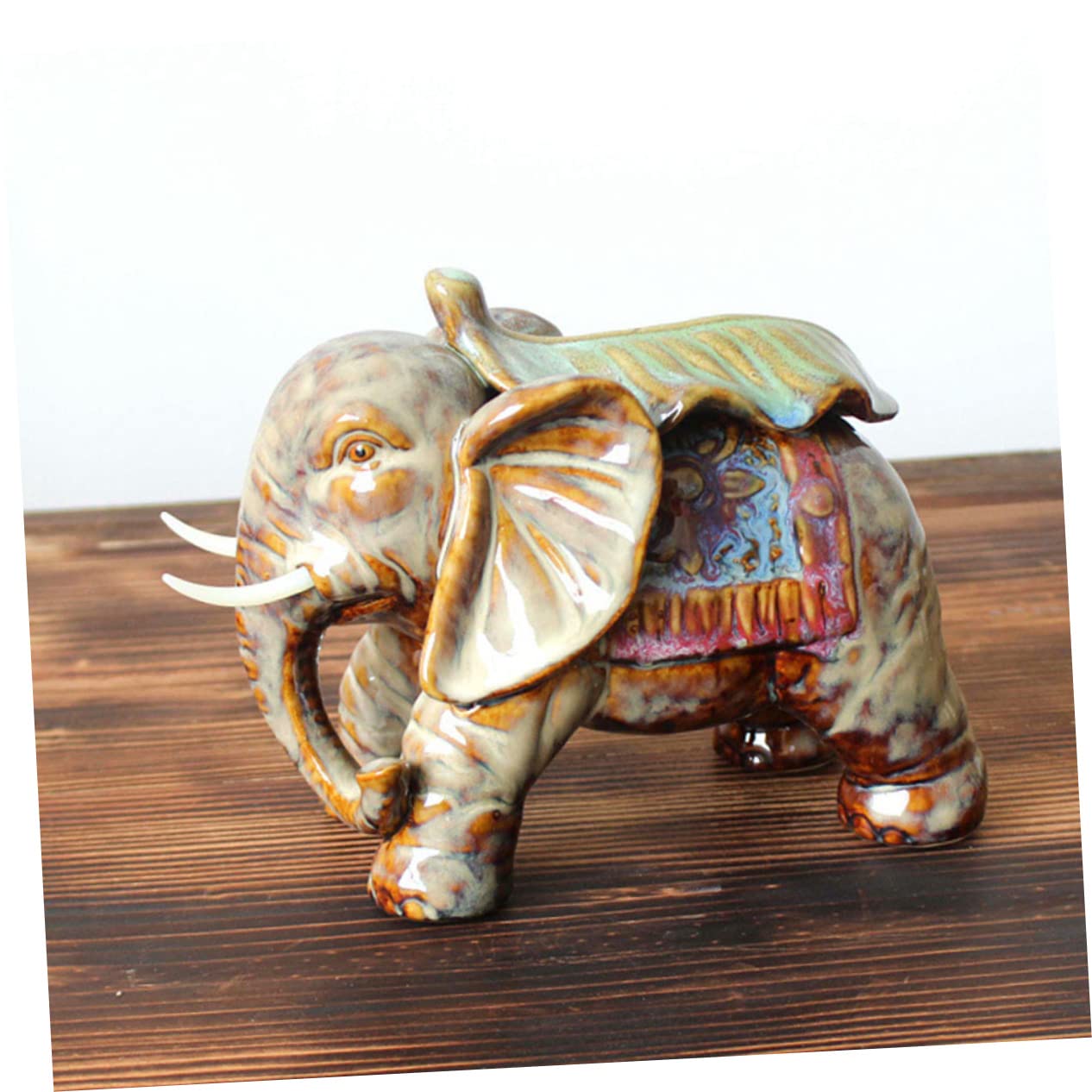 Ciieeo Estatua de Elefante de Cerámica Decorativa, Adorno Creativo