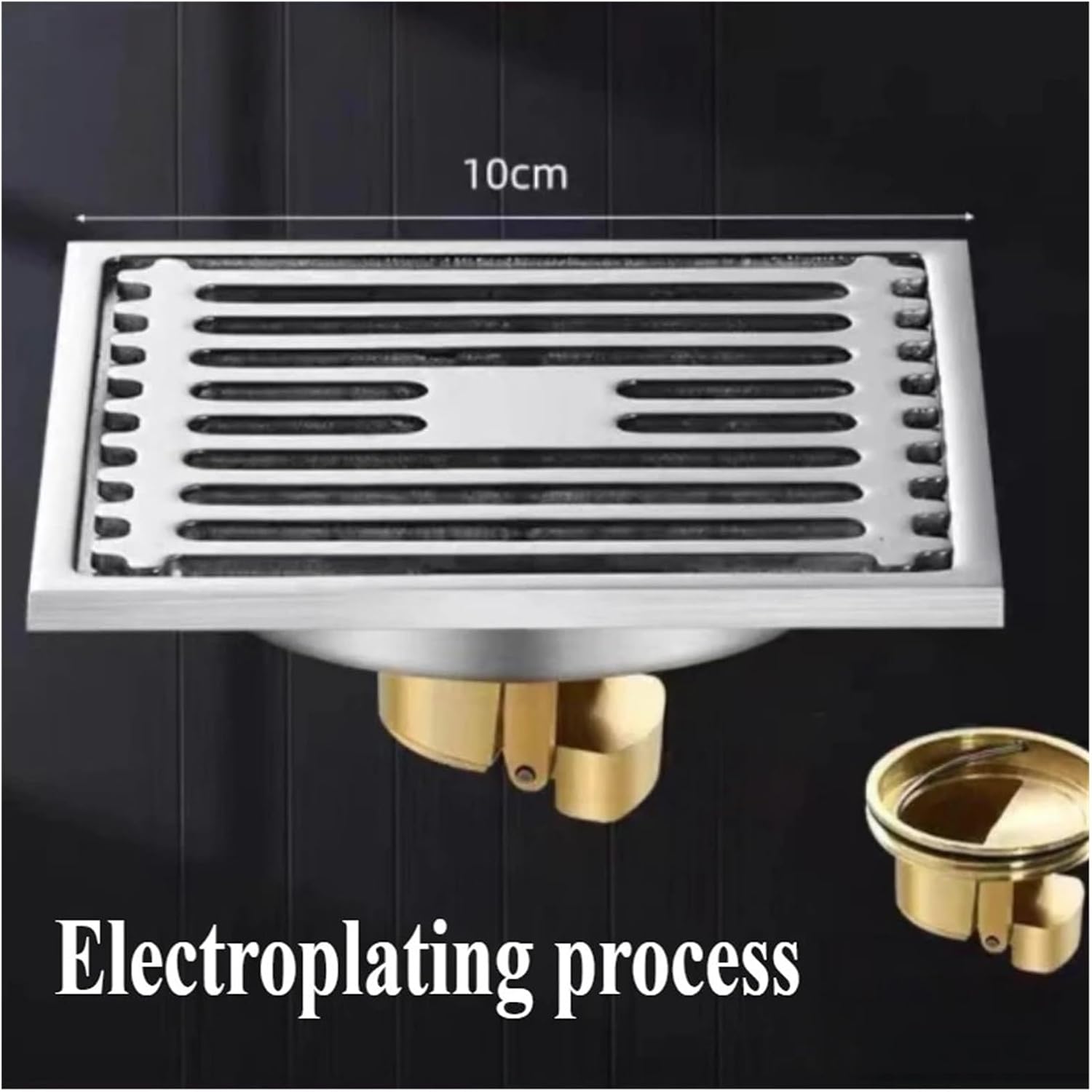 10cmX10cm, Stainless Steel Anti, Bathroom Shower Square Floor Drain Silver Kitchen(Plating LY)