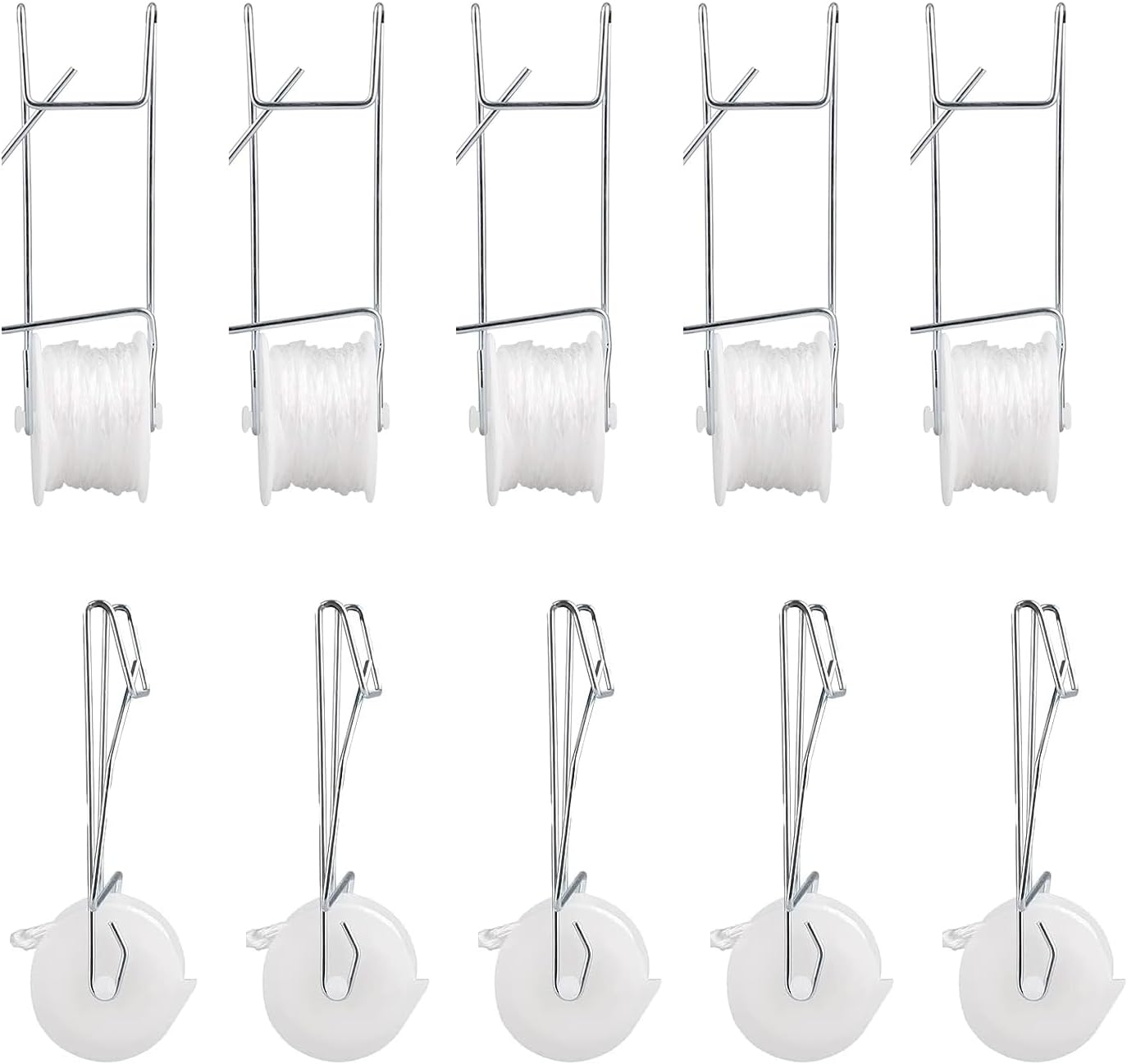 10PCS Greenhouse Trellising Kit Plant Roller Hooks, Tomato Trellis Roller Hooks with 15M Twine