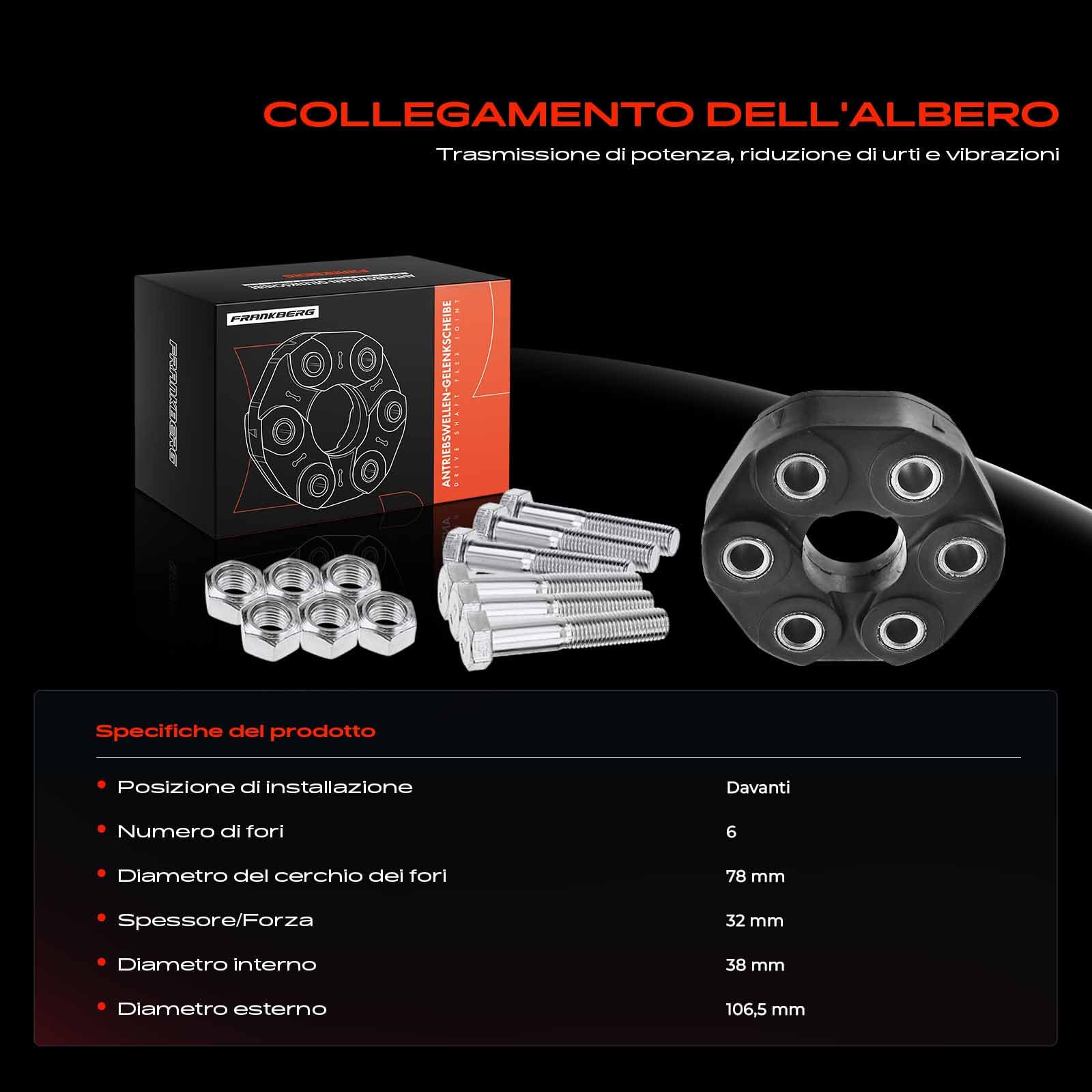 Frankberg Giunto Albero di Trasmissione Compatibile con Serie 3 Compact E46 Serie 3 E46 Serie 3 Cabriolet E46 Z3 R.o.a.d.s.t.e.r E36 Serie 5 E39 Replace# 26111227410