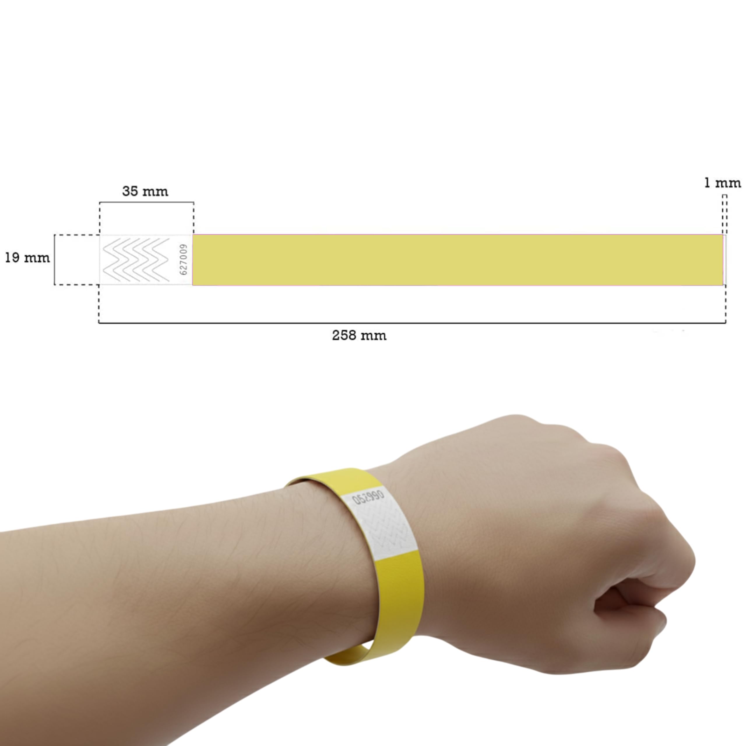 Confezione da 1000 Braccialetti Identificativi Tyvek® 19mm x 258mm. Numerati, Intrasferibili e Resistenti all'Acqua. Braccialetti di Controllo per Eventi (Multicolore)