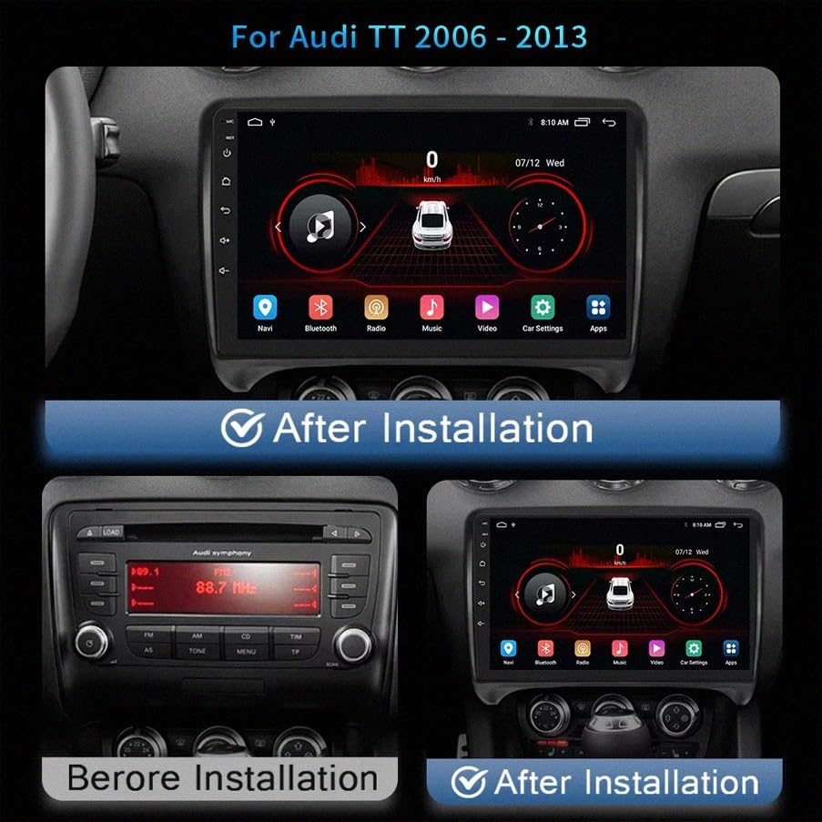Radio de coche para Audi TT con asistencia de voz, Bluetooth y Mirror Link 3